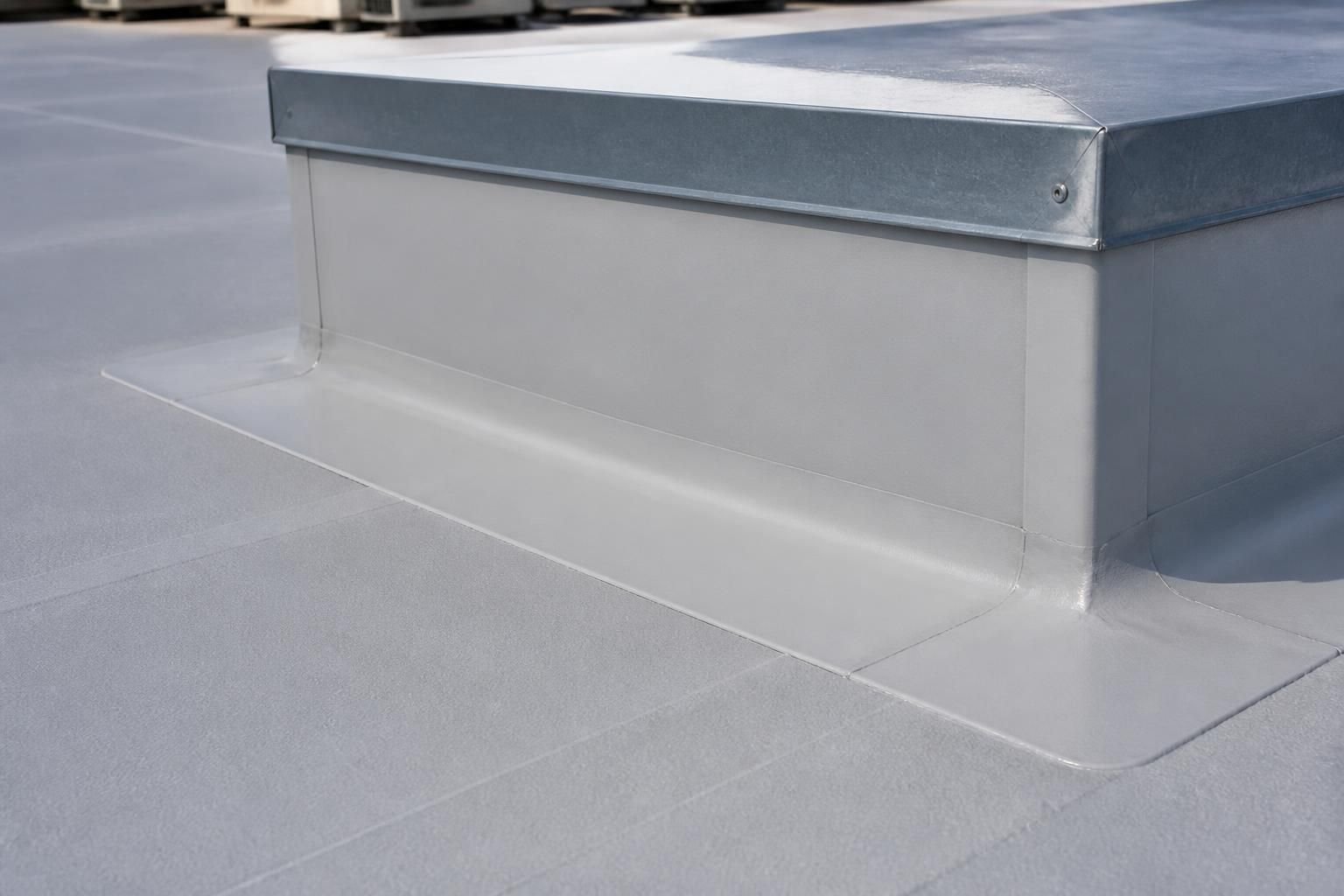 Repaired section of a commercial roof with clean finished seams.