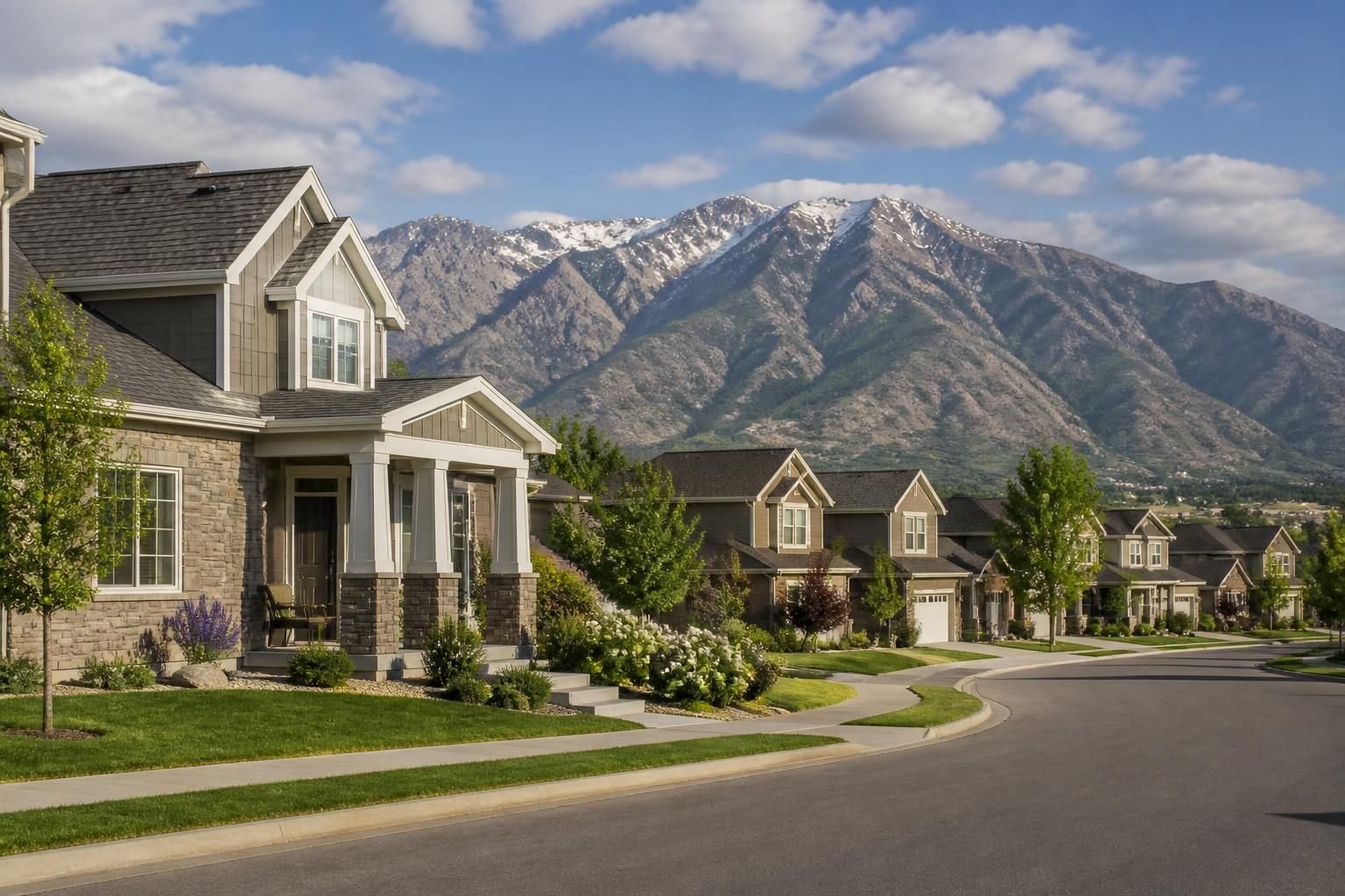Tidy North Ogden homes with mountains in the background.