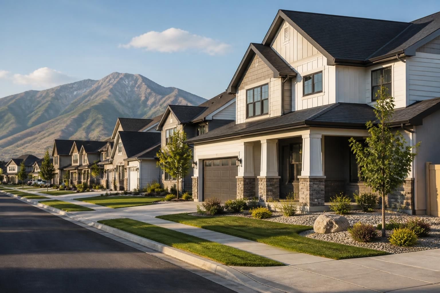 Modern West Haven neighborhood homes with clean rooflines.